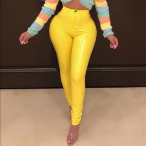 Jumpsuits | Yellow Leather Pants | Poshmark